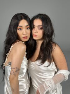 Rina-Sawayama-and-Charli-XCX-behind-the-scenes-for-the-Beg-For-You-visualizer.