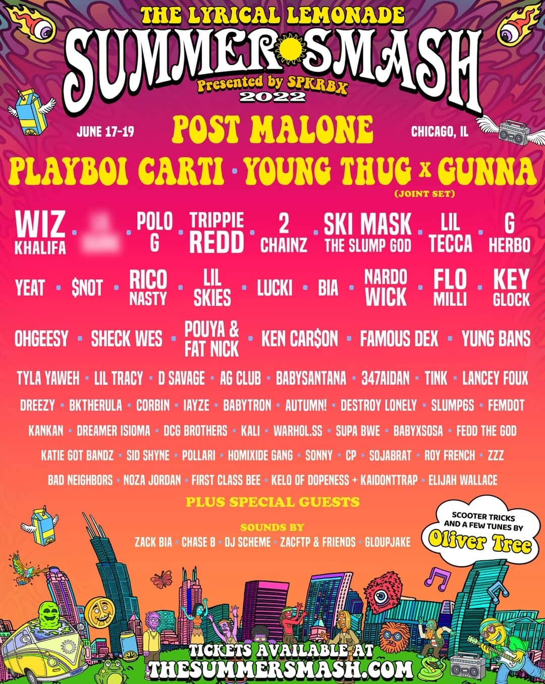 Post Malone Playboi Carti Young Thug Set To Headline Summer Smash Fest • Music Daily 7839