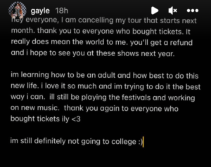 Gayle Concert Cancellation