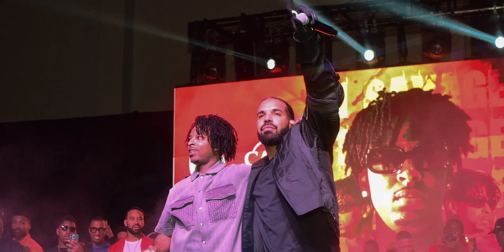 Drake wearing Virgil Abloh hologram at his concert 
