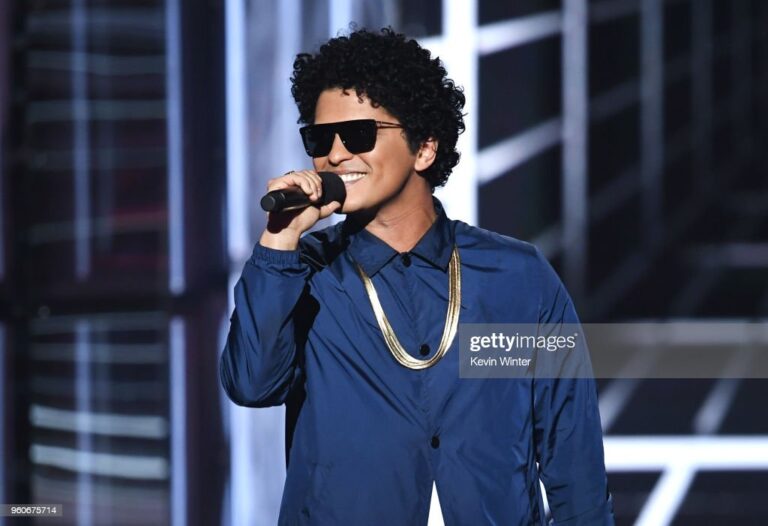 LAS VEGAS, NV - MAY 20: Bruno Mars speaks onstage during the 2018 Billboard Music Awards at MGM Grand Garden Arena on May 20, 2018 in Las Vegas, Nevada. (
