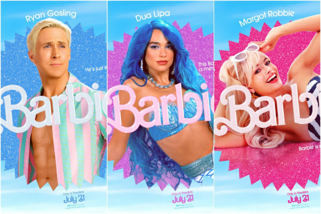 Barbie movie Dua Lipa, Ryan Gosling, and Margot Robbie