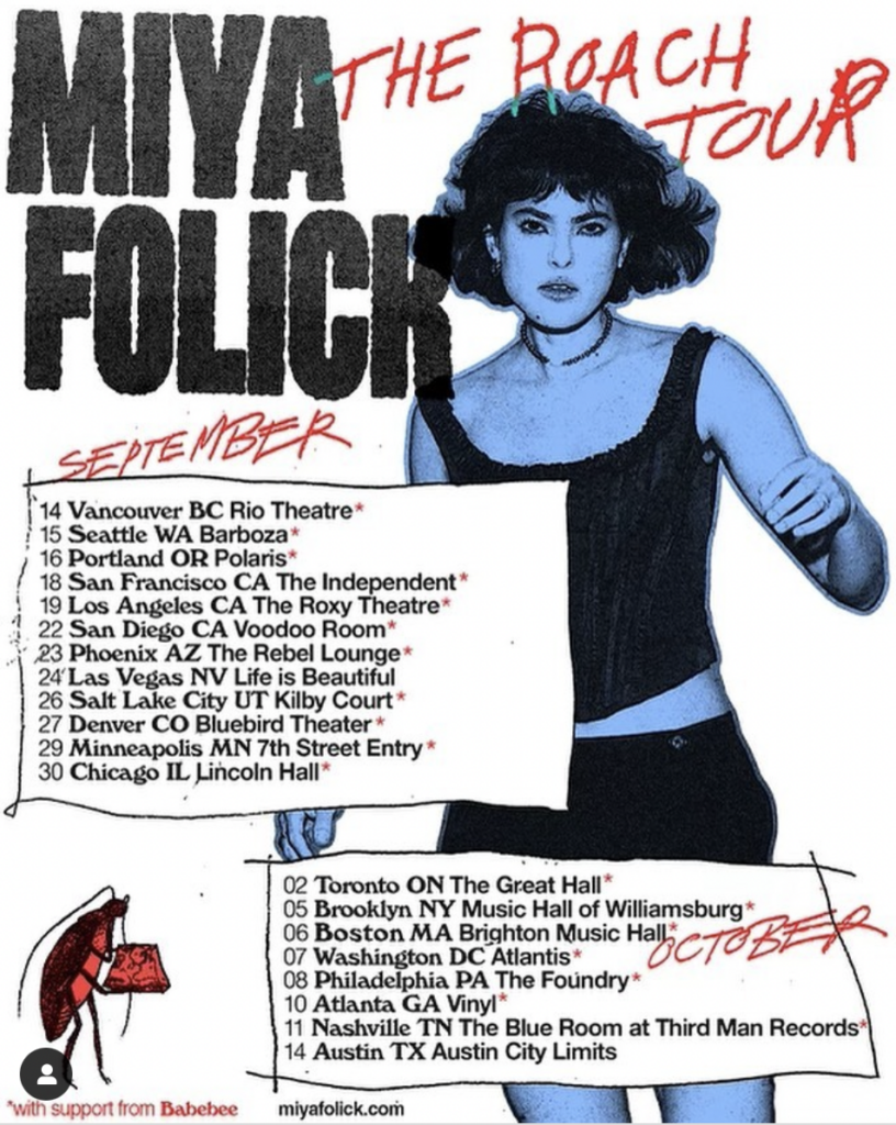 Tour Poster for Miya Folick's New Hit Album "Roach"