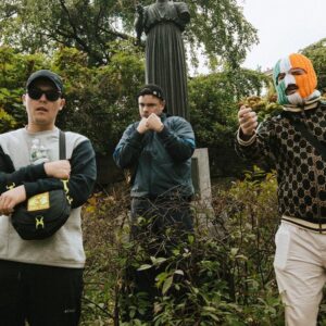 The members of Irish rap trio Kneecap. After making plenty of headlines with their single "C.E.A.R.T.A." in 2018, they returned for their first release in two years back in March with "It's Been Ages." Taken from @kneecap32 on Instagram.