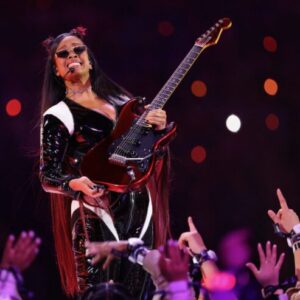 H.E.R. at 2024 Super Bowl Halftime Show. Retrieved from @HERMusicx Twitter/X.