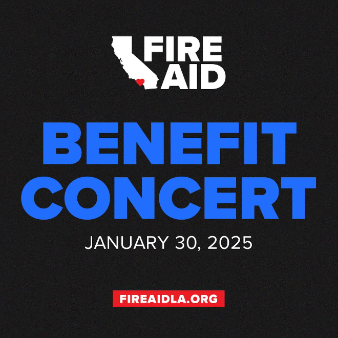 The logo for the FireAid benefit concert, a star studded assembly of LA musicians donating all proceeds to victims of the California wildfires. Taken from @FireAid on Instagram.